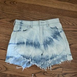 tie dye blue jean shorts